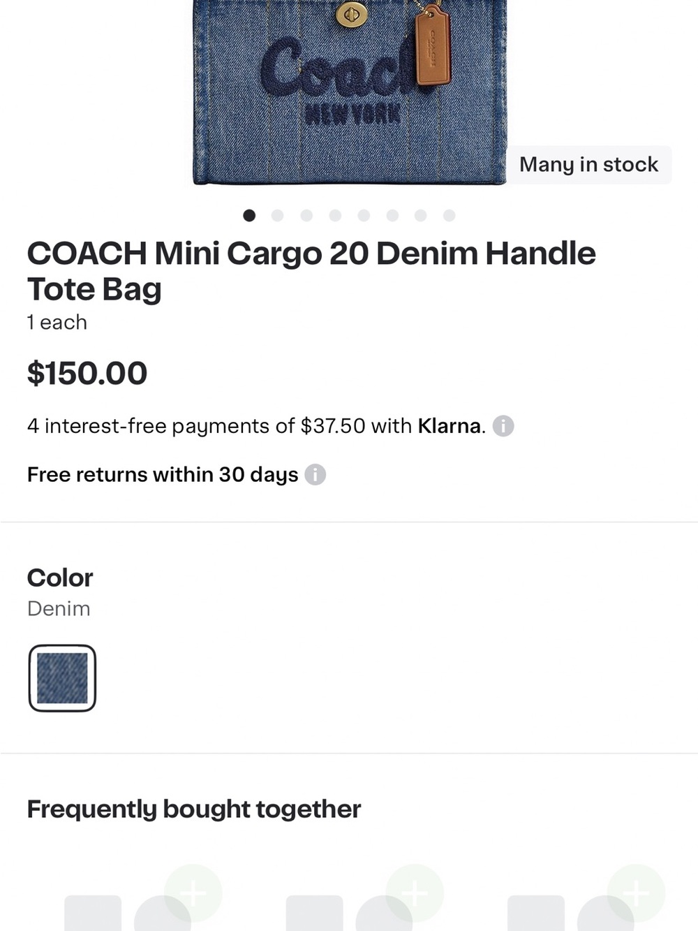 Coach Denim Mini Cargo Tote Bag in Blue